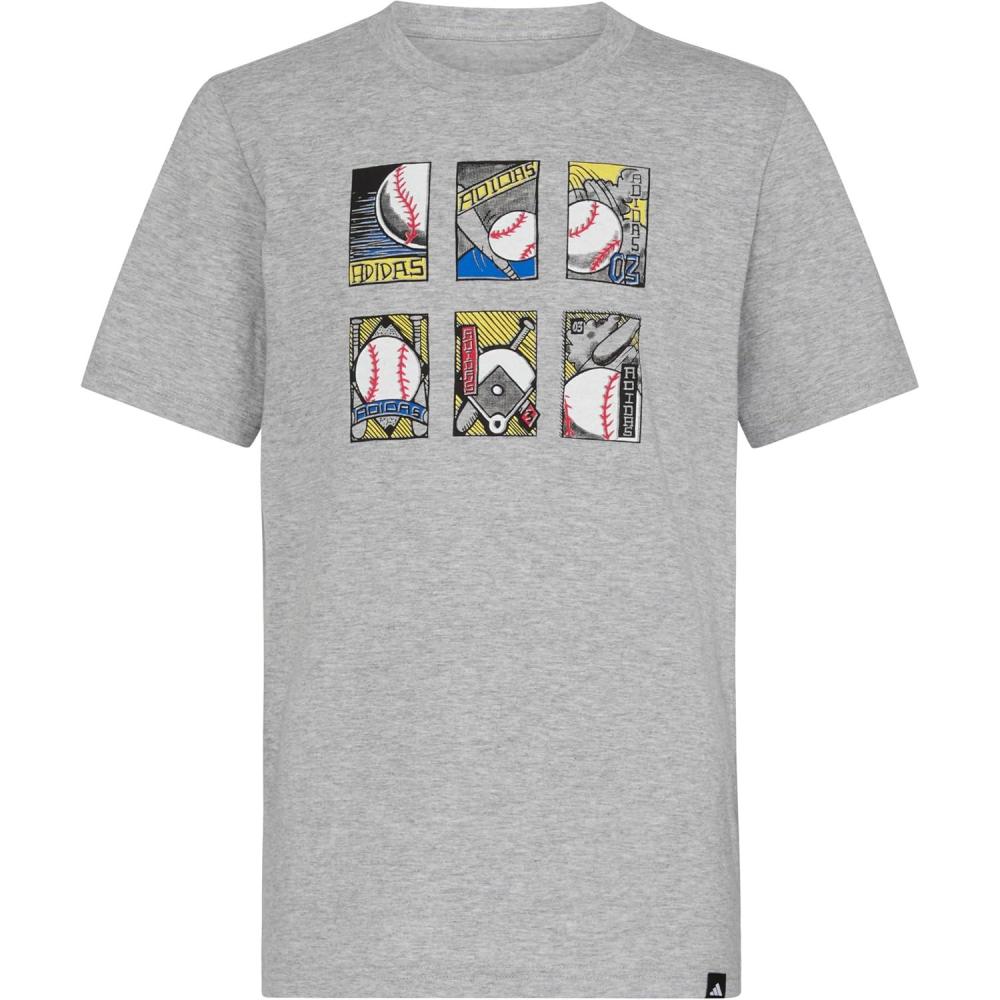 imageadidas Boys Short Sleeve Graphic TShirtHeather Grey Baseball Cards