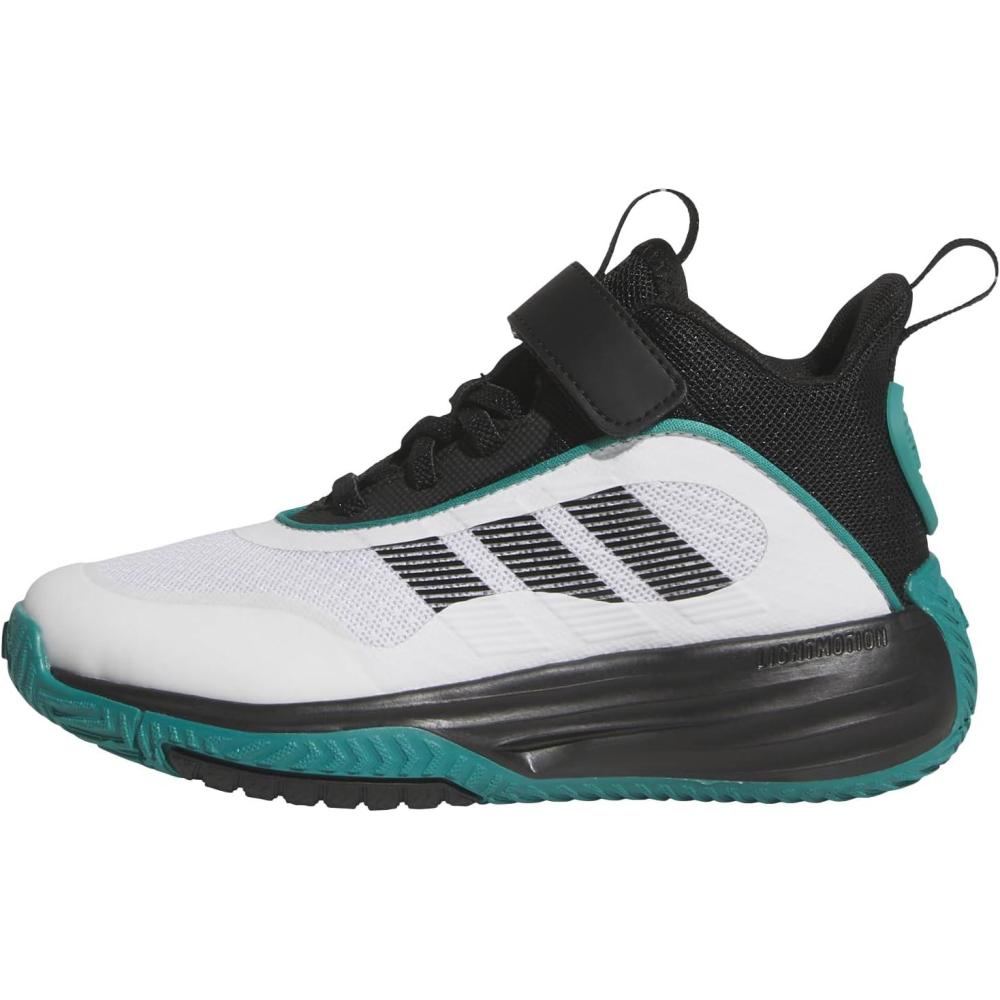 imageadidas UnisexChild Own The Game 30 Basketball SneakerWhiteBlackPure Teal