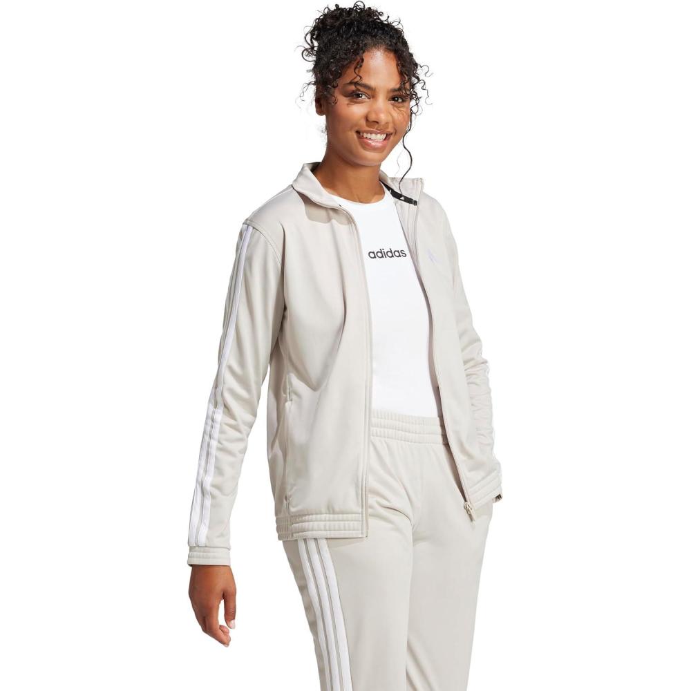 imageadidas Womens Tricot 3Stripes Track TopWonder AluminaWhite