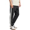 imageadidas Mens Essentials 3Stripes Fleece Open Hem PantsBlackWhite