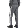 imageadidas Mens Essentials 3Stripes Fleece Open Hem PantsDark Grey HeatherWhite
