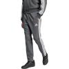 imageadidas Mens Essentials 3Stripes Fleece Open Hem PantsDark Grey HeatherWhite