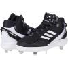 imageadidas Mens Icon 7 Mid Baseball ShoeBlackWhiteSilver Metallic