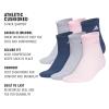 imageadidas Womens Ankle Socks Athletic Cushioned Quarter Fit 6Pack Durable Comfortable Cooling with CompressionCool Light HeatherClear PinkDark Blue