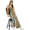 imageadidas Womens Essentials 3Stripes Woven Parachute PantsOlive StrataWhite