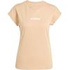 imageadidas Womens Essentials Linear Cotton TShirtWarm SandstoneWhite