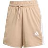 imageadidas Womens Essentials 3Stripes Cotton ShortsWarm SandstoneWhite