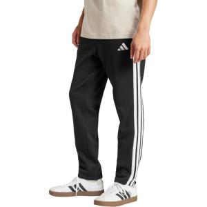 imageadidas Mens Essentials 3Stripes Fleece Open Hem PantsBlackWhite
