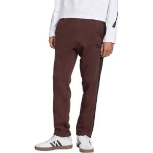 imageadidas Mens Essentials 3Stripes Fleece Open Hem PantsShadow BrownBlack