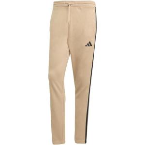 imageadidas Mens Essentials 3Stripes Fleece Open Hem PantsWarm SandstoneBlack