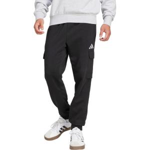 imageadidas Mens Essentials Feel Cozy Fleece Cargo PantsBlackWhite