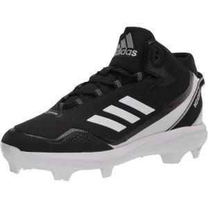 imageadidas Mens Icon 7 Mid Baseball ShoeBlackSilver MetallicWhite