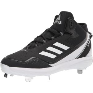 imageadidas Mens Icon 7 Mid Baseball ShoeBlackWhiteSilver Metallic