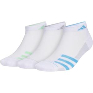 imageadidas Mens Superlite Stripe 3 Low Cut Socks 3PairWhiteSemi Green SparkSemi Blue Burst