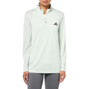 imageadidas Mens Train Essentials QuarterZip Long Sleeve TShirtLinen Green