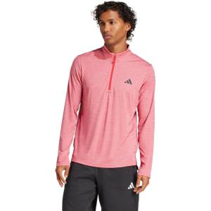 imageadidas Mens Train Essentials QuarterZip Long Sleeve TShirtPure RubyBlack