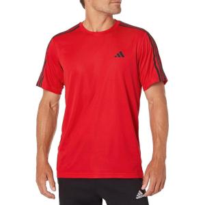 imageadidas Mens Training Essentials 3Stripes TShirtBetter ScarletBlack