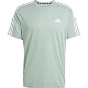 imageadidas Mens Training Essentials 3Stripes TShirtSilver Green  White