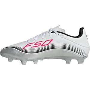 imageadidas UnisexAdult F50 Messi Club Firm Multi Ground SneakerWhiteLucid RedSilver Metallic