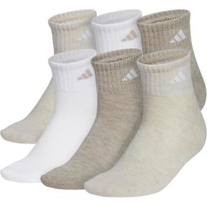imageadidas Womens Ankle Socks Athletic Cushioned Quarter Fit 6Pack Durable Comfortable Cooling with CompressionAlumina BeigeWhiteWonder Beige