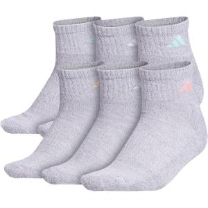 imageadidas Womens Ankle Socks Athletic Cushioned Quarter Fit 6Pack Durable Comfortable Cooling with CompressionGreyBliss PopClear Mint