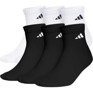 imageadidas Womens Ankle Socks Athletic Cushioned Quarter Fit 6Pack Durable Comfortable Cooling with CompressionWhiteBlackWhite