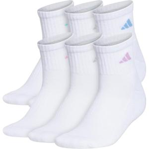 imageadidas Womens Ankle Socks Athletic Cushioned Quarter Fit 6Pack Durable Comfortable Cooling with CompressionWhiteClear Sky BlueBliss Lilac Purple