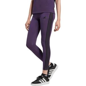 imageadidas Womens Essentials 3Stripes Cotton LeggingsAurora PlumBlack