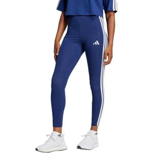 imageadidas Womens Essentials 3Stripes Cotton LeggingsDark BlueWhite
