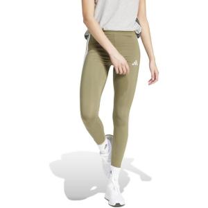 imageadidas Womens Essentials 3Stripes Cotton LeggingsOlive StrataWhite