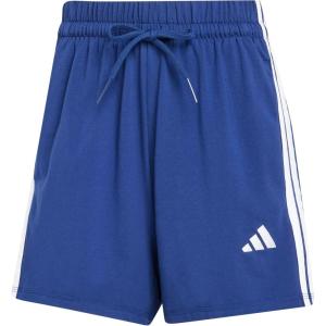 imageadidas Womens Essentials 3Stripes Cotton ShortsDark BlueWhite
