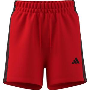 imageadidas Womens Essentials 3Stripes Cotton ShortsPure RubyBlack