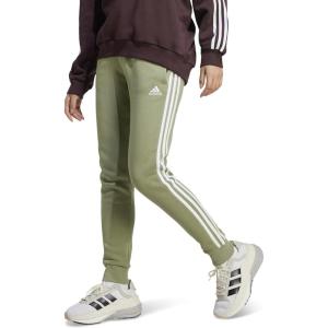 imageadidas Womens Essentials 3Stripes Fleece PantsTent Green
