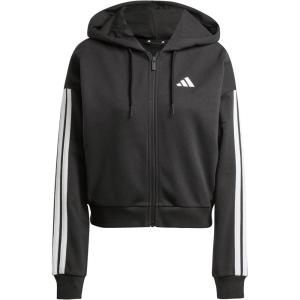 imageadidas Womens Essentials 3Stripes French Terry FullZip HoodieBlackWhite