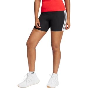 imageadidas Womens Essentials 3Stripes HighWaisted Biker ShortsBlackWhite
