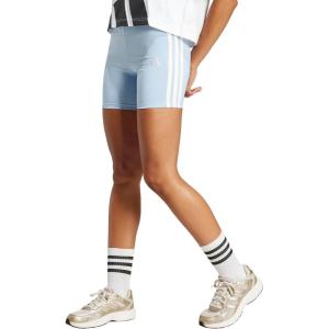 imageadidas Womens Essentials 3Stripes HighWaisted Biker ShortsBlueWhite
