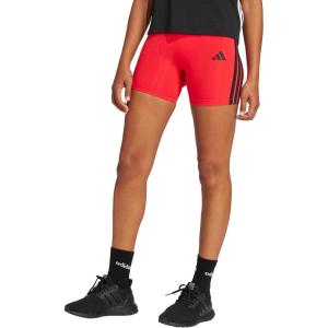 imageadidas Womens Essentials 3Stripes HighWaisted Biker ShortsPure RubyBlack