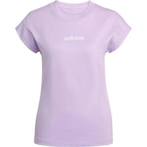 imageadidas Womens Essentials Linear Cotton TShirtPowder PlumWhite