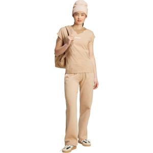 imageadidas Womens Essentials Linear Cotton TShirtWarm SandstoneWhite