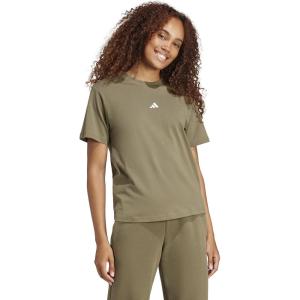 imageadidas Womens Essentials Small Logo Cotton TShirtOlive StrataWhite