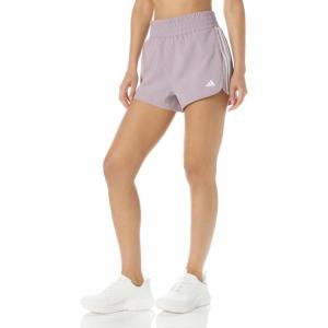 imageadidas Womens Pacer Training 3 Stripes Woven High Rise ShortsPreloved FigWhite