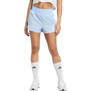 imageadidas Womens Pacer Training 3Stripes Woven HighRise ShortsBlueWhite