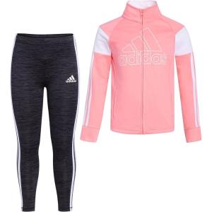 imageadidas girls 2 Piece Tricot Jacket ampamp Tight SetAcid Red