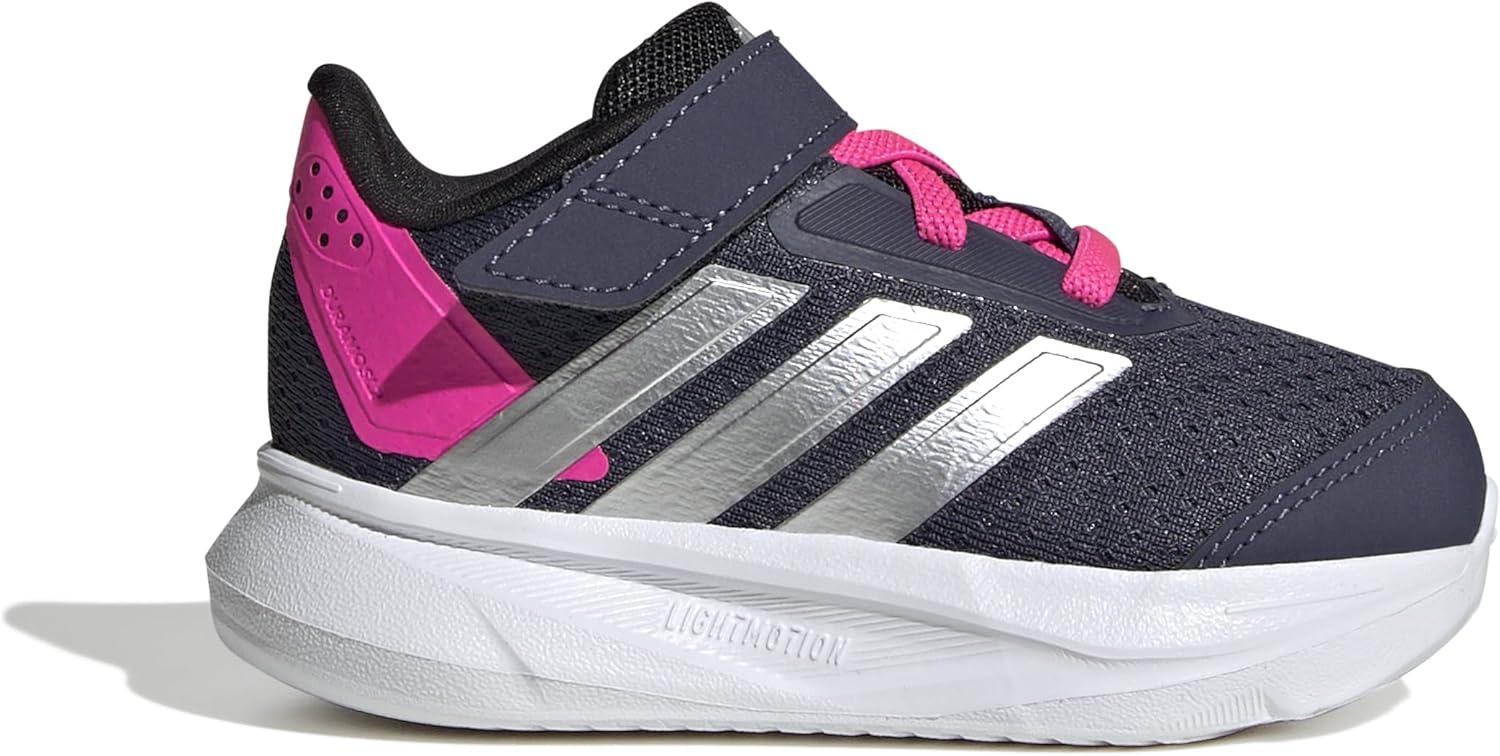 imageadidas UnisexBaby Duramo Sl Elastic Lace ampamp Strap Running SneakerShadow NavySilver MetallicLucid Pink