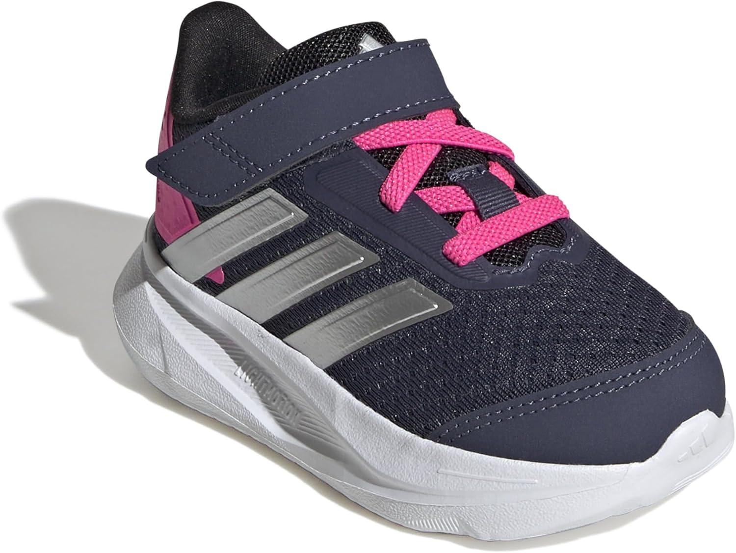 imageadidas UnisexBaby Duramo Sl Elastic Lace ampamp Strap Running SneakerShadow NavySilver MetallicLucid Pink