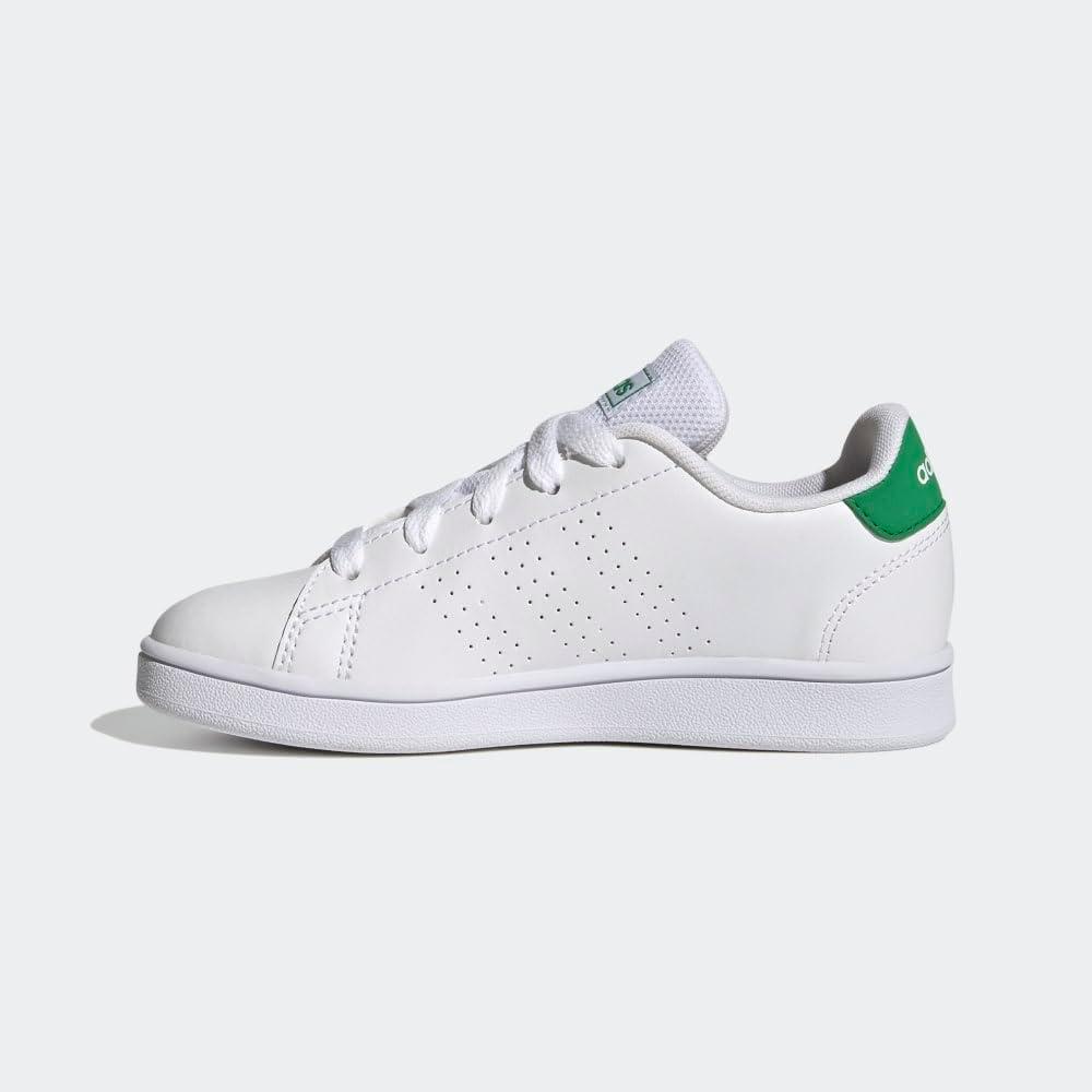 imageadidas UnisexChild Advantage Tennis ShoeFtwr WhiteGreenCore Black