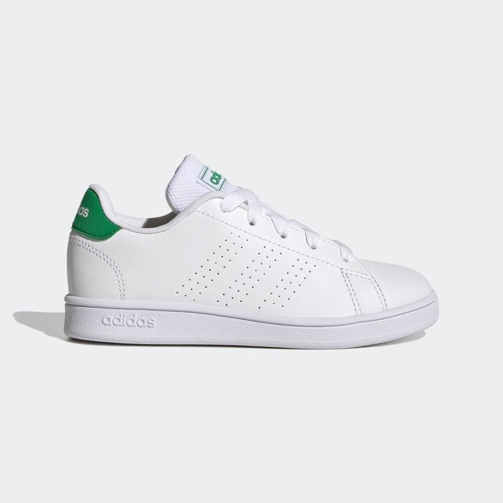 imageadidas UnisexChild Advantage Tennis ShoeFtwr WhiteGreenCore Black