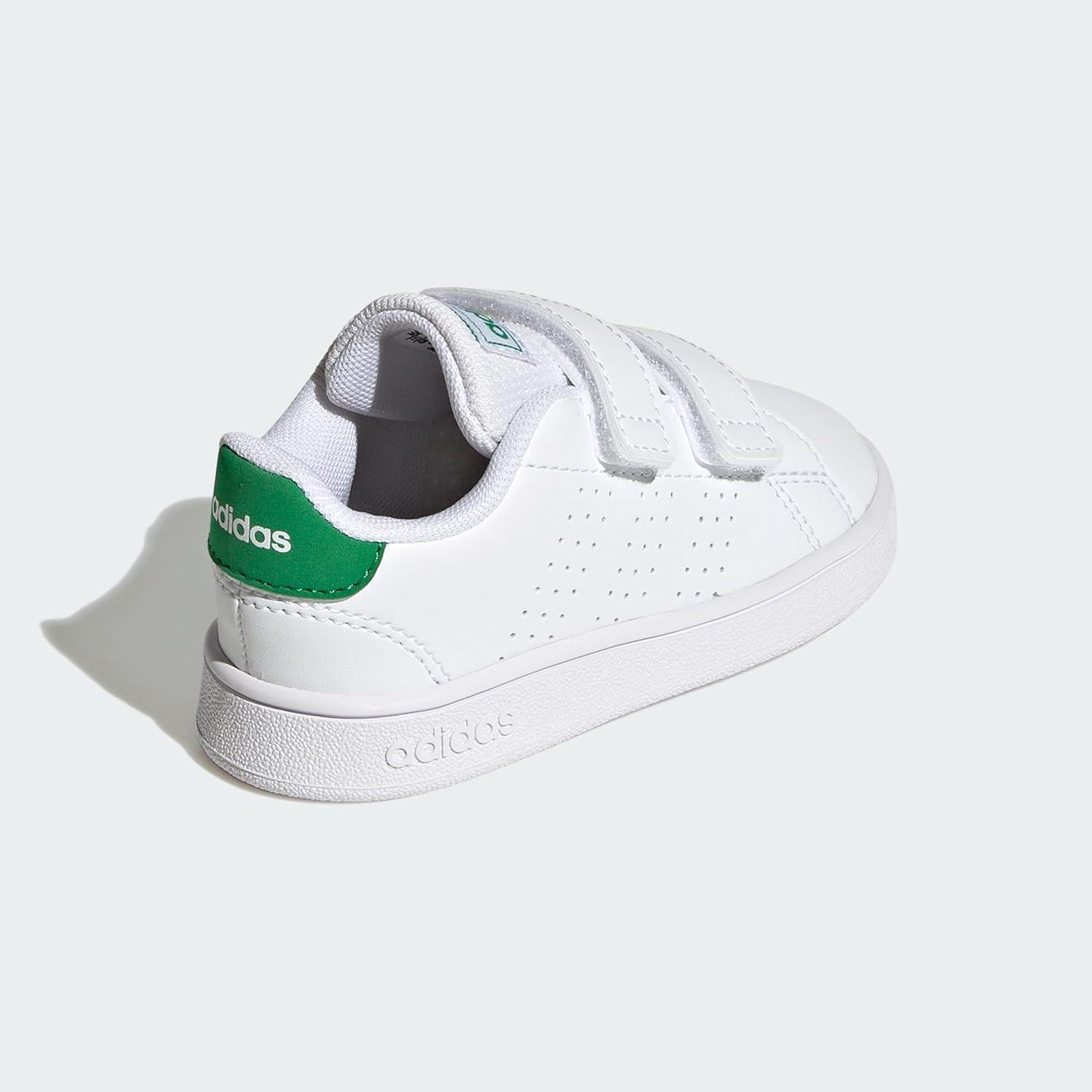 imageadidas UnisexChild Advantage Tennis ShoeFtwr WhiteGreenCore Black Cross Strap