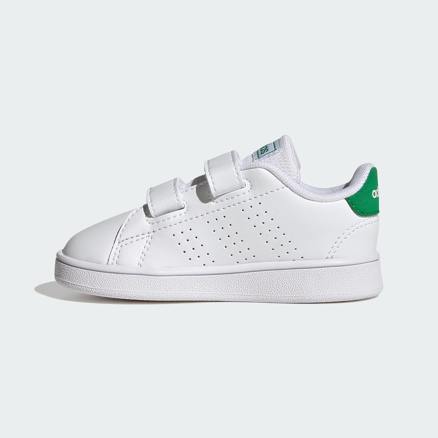 imageadidas UnisexChild Advantage Tennis ShoeFtwr WhiteGreenCore Black Cross Strap
