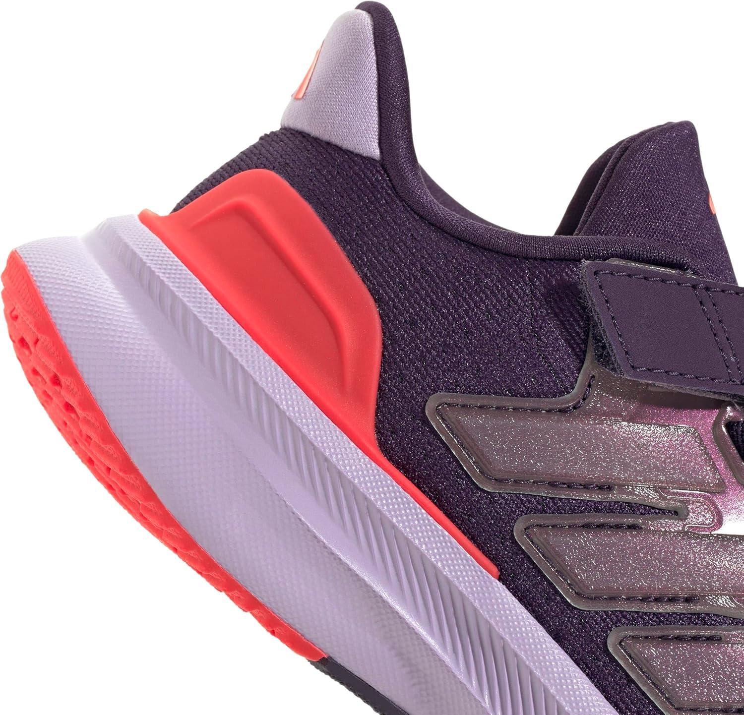imageadidas UnisexChild Ultrarun 5 Elastic Lace ampamp Strap SneakerAurora PlumPowder PlumLucid Red